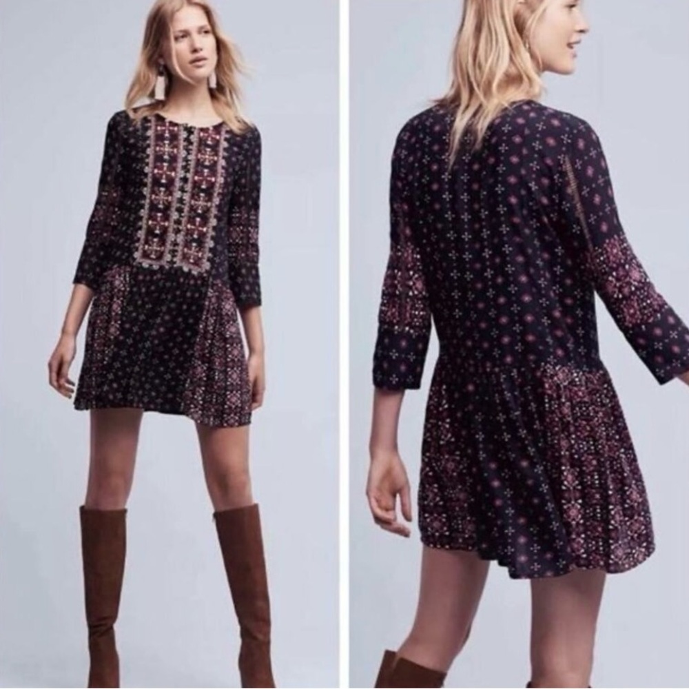 Anthropologie Vanessa Virginia Embrodiered Bead Mini Dress Size Small New W/ Tag